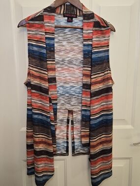 Rock & Roll Cowgirl Sleeveless Vest Southwestern Multicolor Striped Serape Sz XL